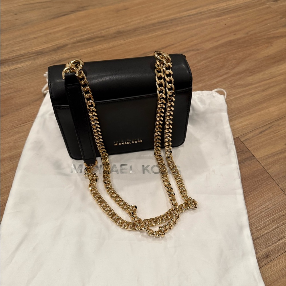 Michael Kors Black Crossbody Bag with Gold Chain
